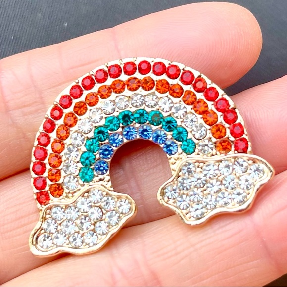 🔥2/$20 Rainbow Brooch Rainbow Rhinestone Pin - Picture 3 of 5